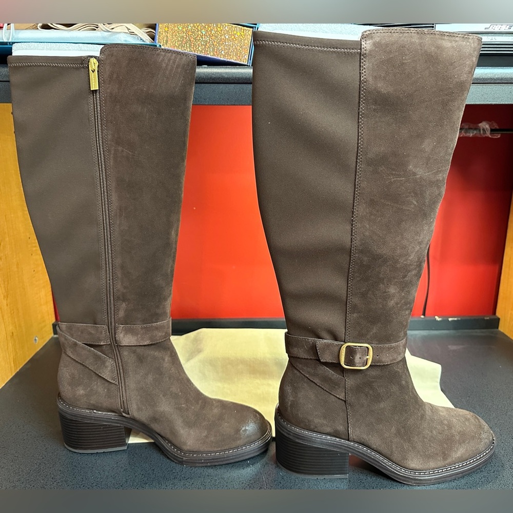 Vince Camuto NWT & Box Brownie Oiled Suede & Elastic/Textile Women’s Sz 10W XC - Picture 6 of 15
